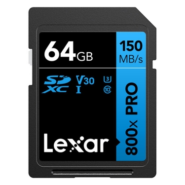 Lexar 64GB High-Performance 800x PRO UHS-I SDXC V30 150MB/s Memory Card (BLUE Series)