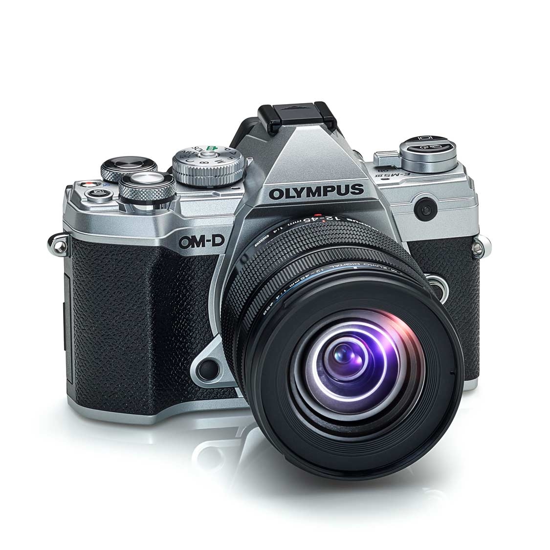 Olympus EM5 Mark III (silver) with 1245mm Pro Lens McBain Camera