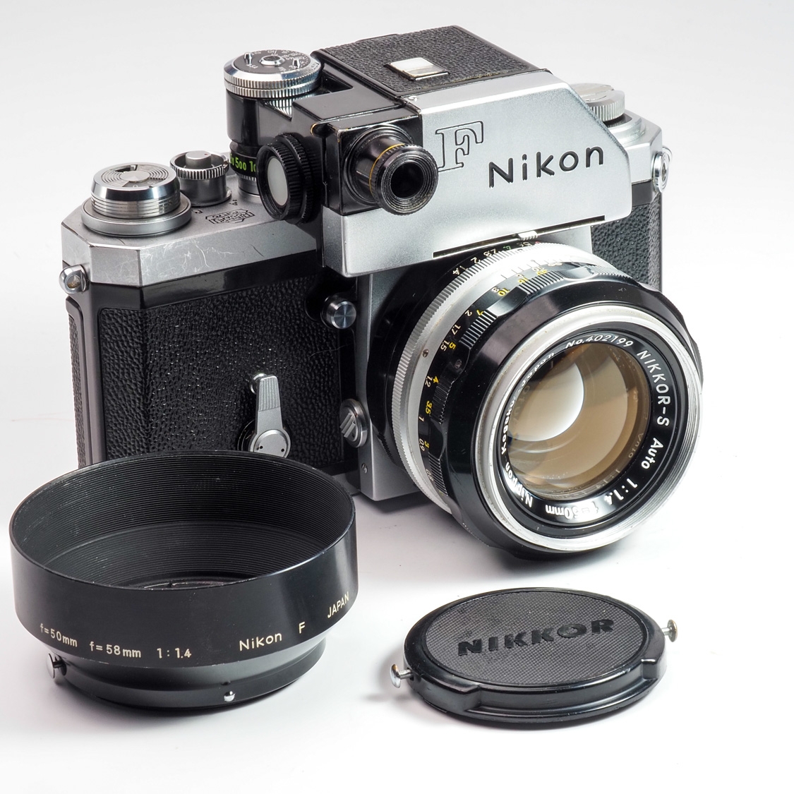Nikon F 35mm SLR Camera w/ Plain Prism, 50mm f1.4 Lens, & Original Packaging (CLA) (EX) Used