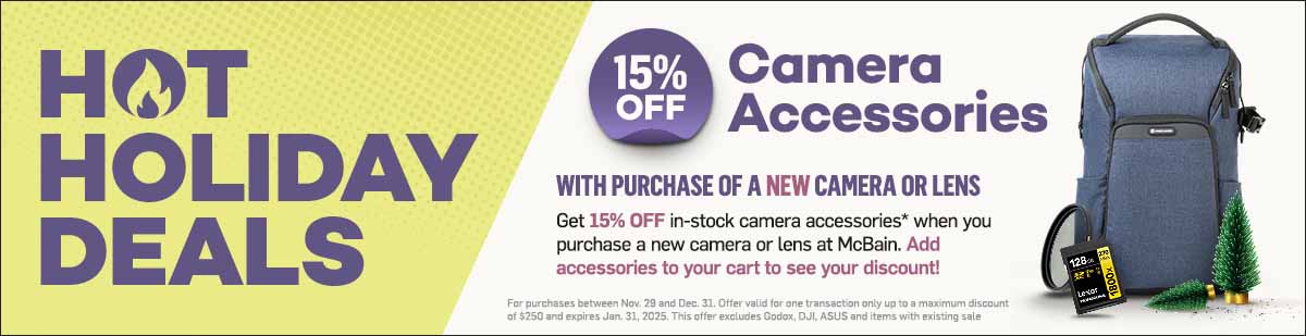 15% Off Accessories with Purchase of a Camera or Lens