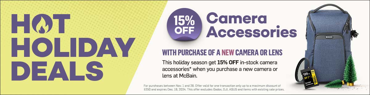 15% Off Accessories with Purchase of a Camera or Lens