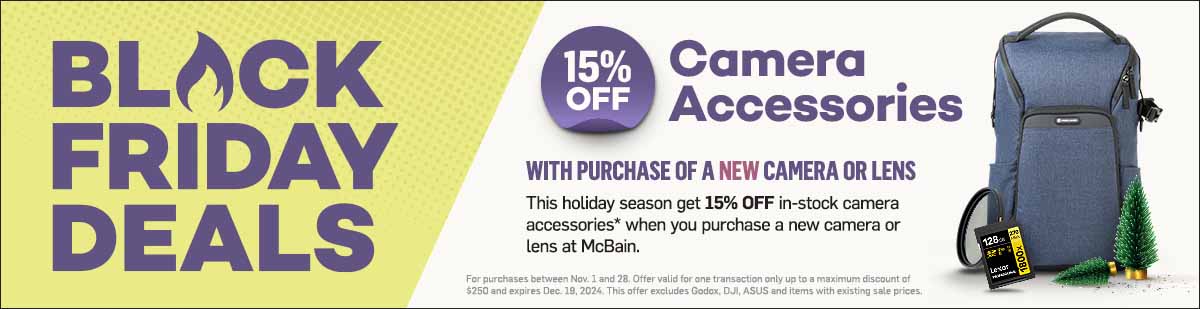 15% Off Accessories with Purchase of a Camera or Lens