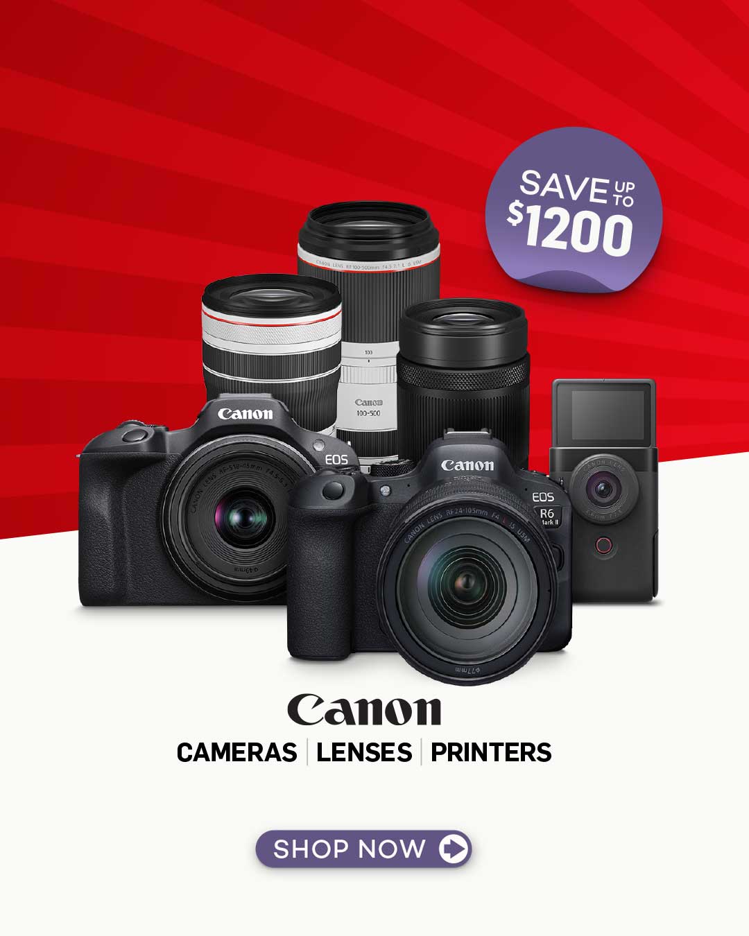 Save up to $1200 on Canon Cameras, Lenses & Printers for Boxing Week