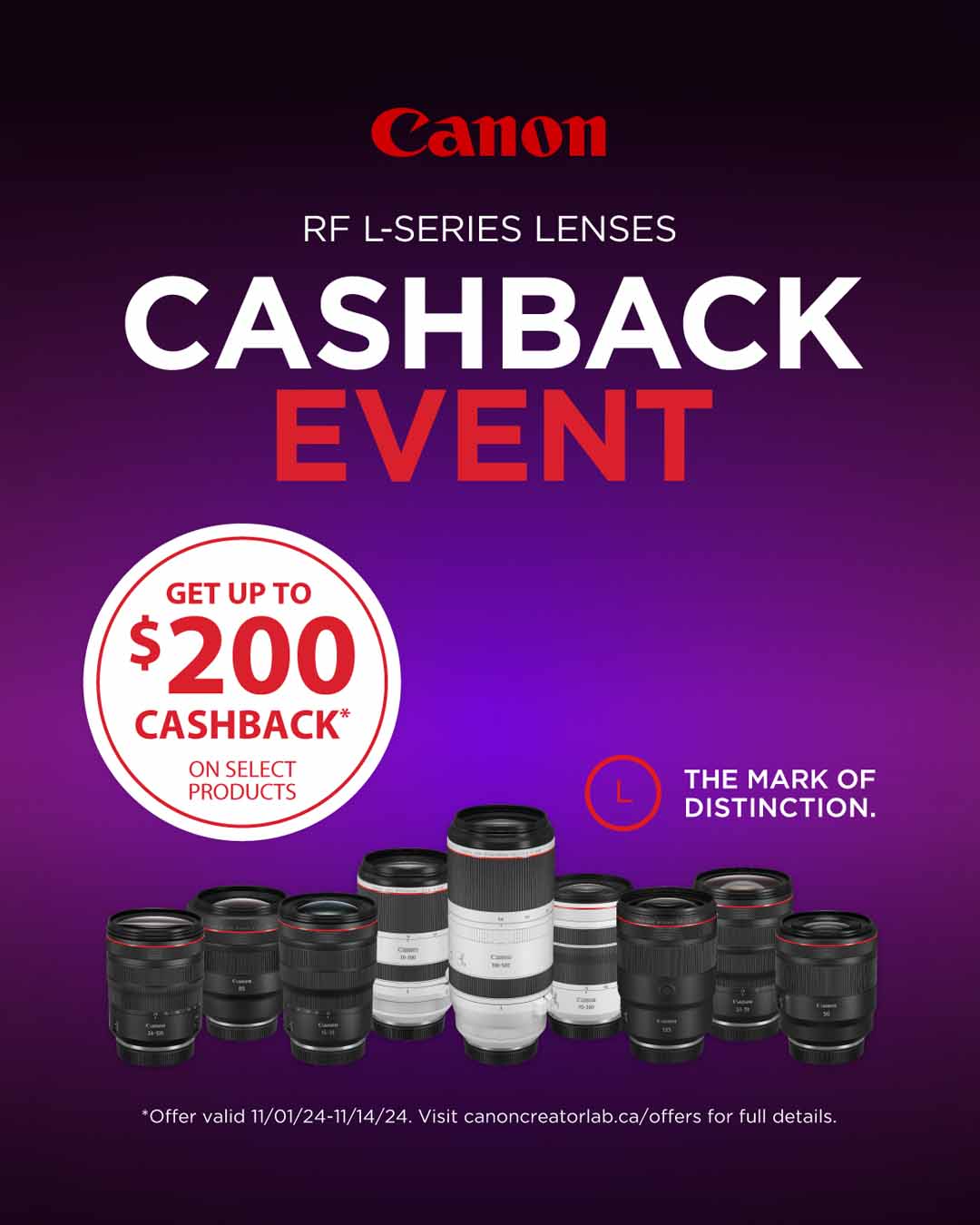 Canon Cashback on RF L Series Lenses